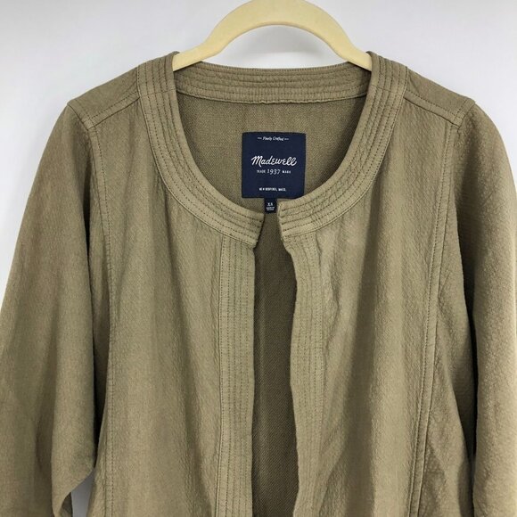 Madewell Olive Green Stitch  Edge Duster Utility Jacket Cardigan tie waist XS - Picture 6 of 16